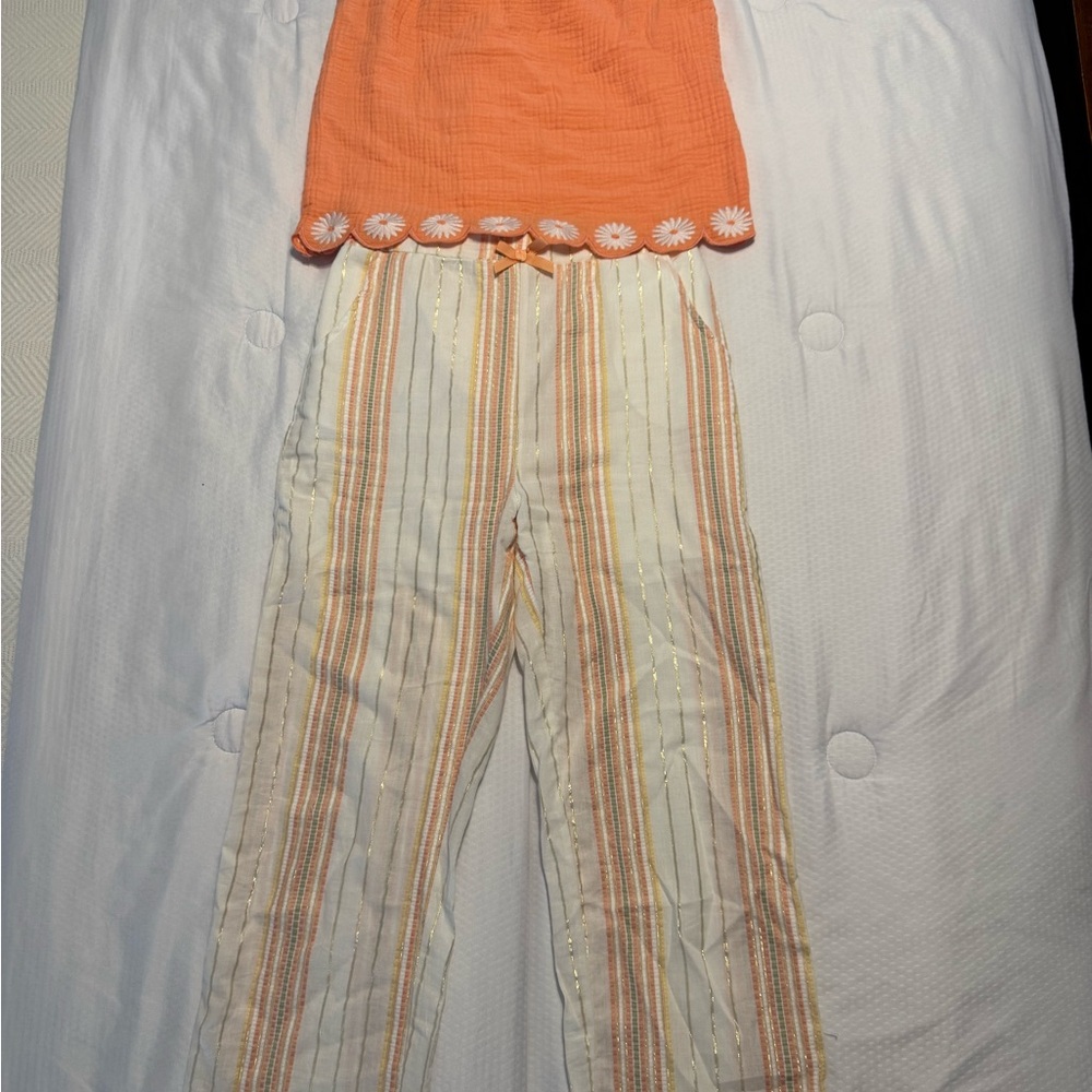 Rachel Zoe Orange and White Striped Girls outfit/set size 12